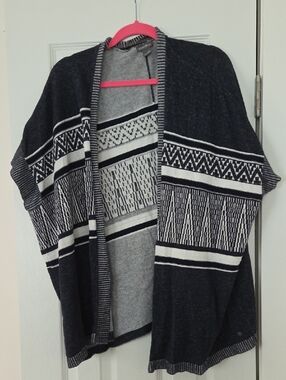 Eddie Bauer Black and White Striped Knit Cardigan